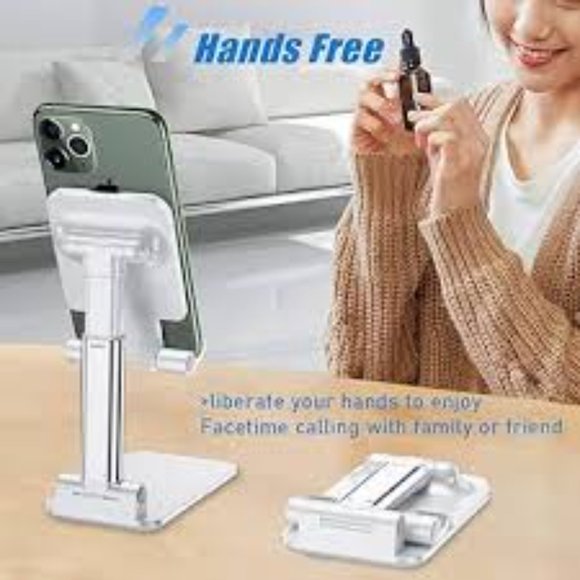 Cell Phone/Tablet Stand Foldable With Adjustable Silicon Pad For Desk - Picture 4 of 5